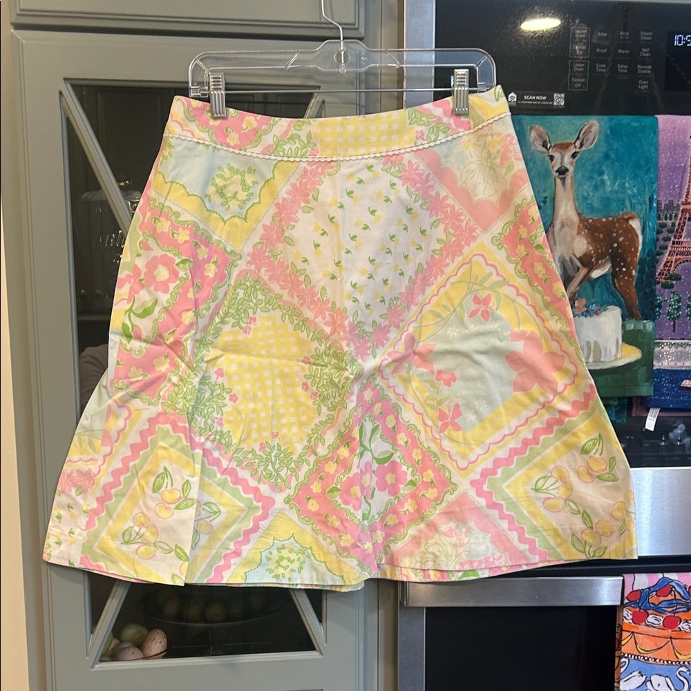 Lilly Pulitzer Y2K Vintage Floral Patchwork A-Line Skirt 4